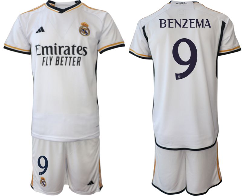 Men 2023-2024 Club Real Madrid home white 9 Soccer Jerseys